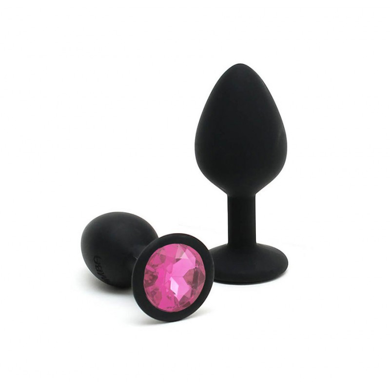 Adora Black Jewel Silicone Butt Plug - Light Pink - Small